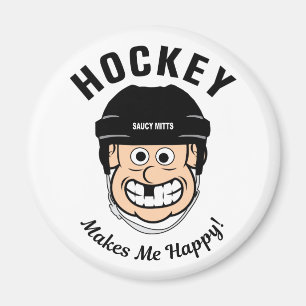 Hockey gör mig Lycklig Funny Tecknad Hockey Player Magnet