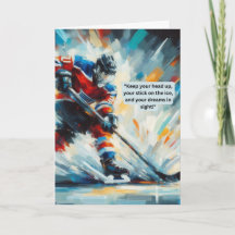 Hockey Greeting Card Forward - "Behålla Hustling"