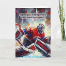 Hockey Greeting Card Goalie - "Defend Your Dreams"