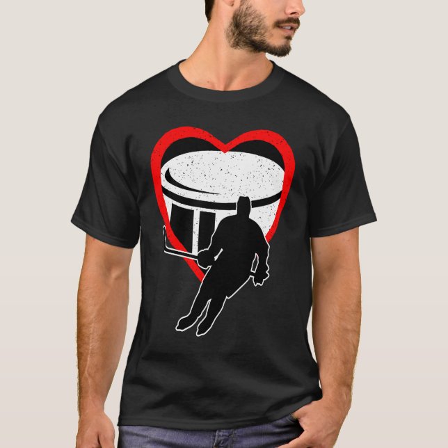 Hockey Heart Sport Love Anti Valentines Day T Shirt (Framsida)
