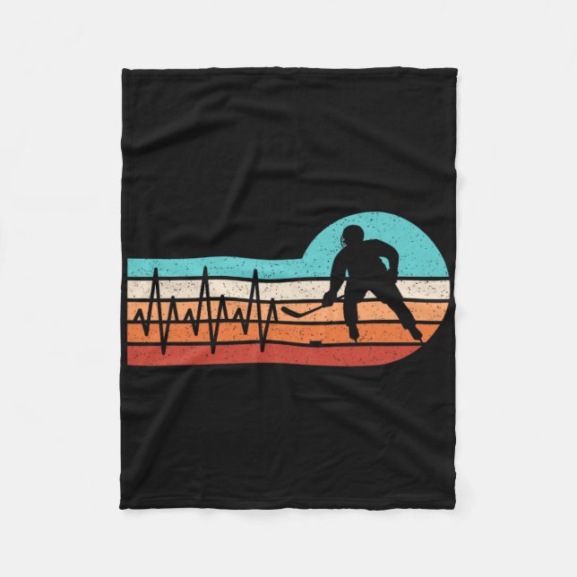 Hockey Heartbeat Retro Ice Hockey Player Men Boys  Fleecefilt (Framsidan)