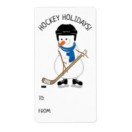 Hockey Helgdagar Snögubbe Gift Märkre Labels Stick Fraktsedel