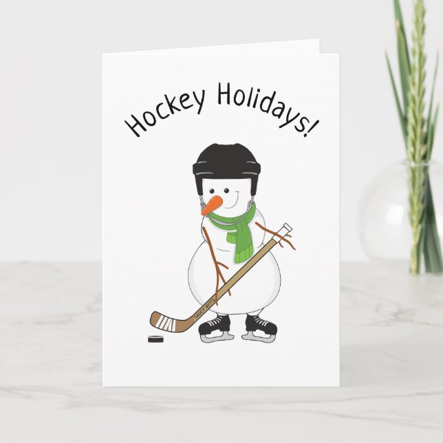 Hockey Helgdagar Snögubbe julkort Helgdag Card Helgkort (Framsida)