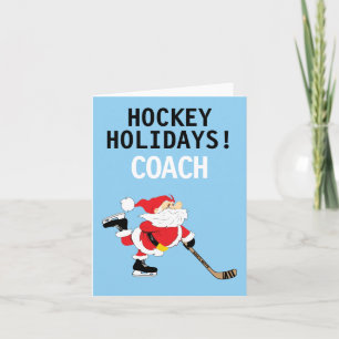 Hockey Helgdagars Coach Santa Skating jul Helgkort