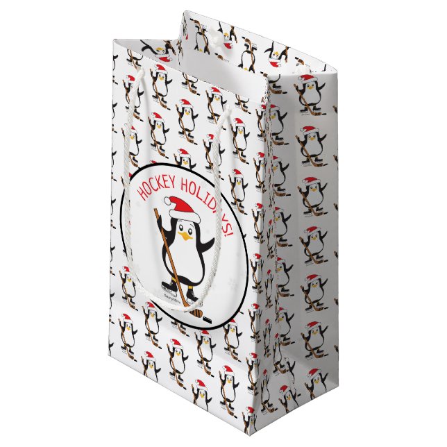 Hockey Helgdagars Hockey Penguin Small Gift Bag (Framsidan Vinklad)