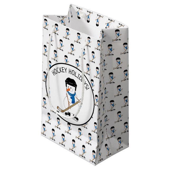 Hockey Helgdagars Hockey Snögubbe Small Gift Bag (Framsidan Vinklad)