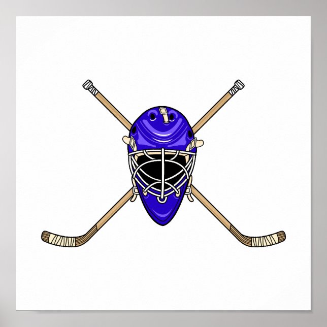 Hockey Helmet & Kor Sticks Blue Poster (Framsidan)
