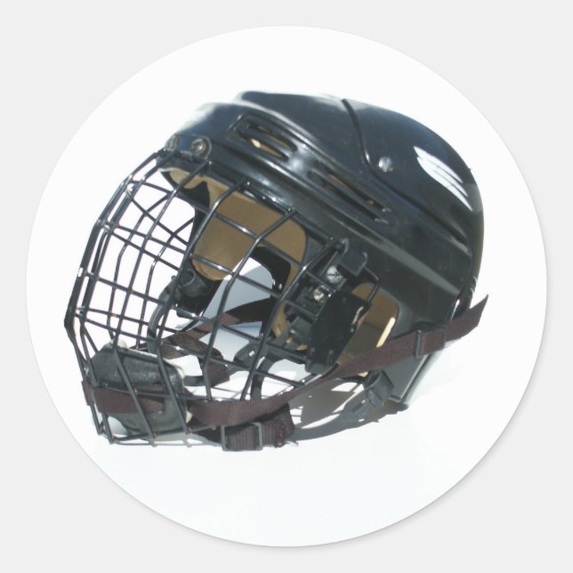 Hockey Helmet Runt Klistermärke (Framsida)