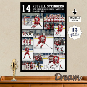 Hockey High School Senior 13 Foto Collage Poster