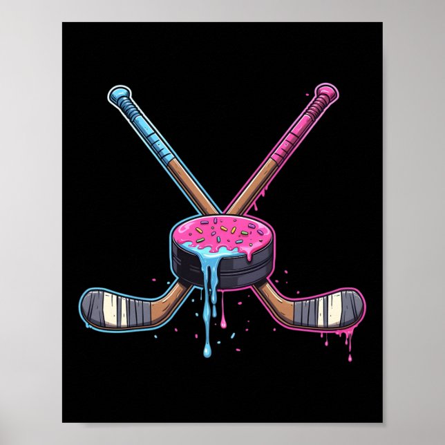 Hockey Ice Cream Drip Boys Youth Kids Men Women Dr Poster (Framsidan)