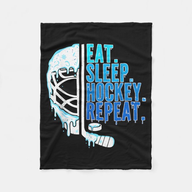Hockey Ice Cream Drip Eat Sleep Hockey Repeat Boys Fleecefilt (Framsidan)