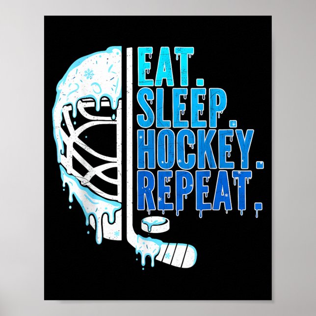 Hockey Ice Cream Drip Eat Sleep Hockey Repeat Boys Poster (Framsidan)