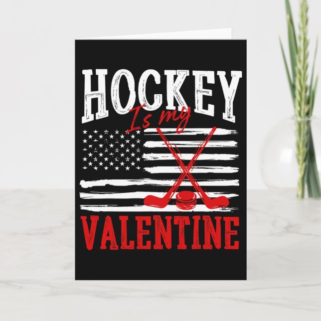 Hockey Is My Valentine Valentine's Day Ice Hockey  Kort (Framsida)
