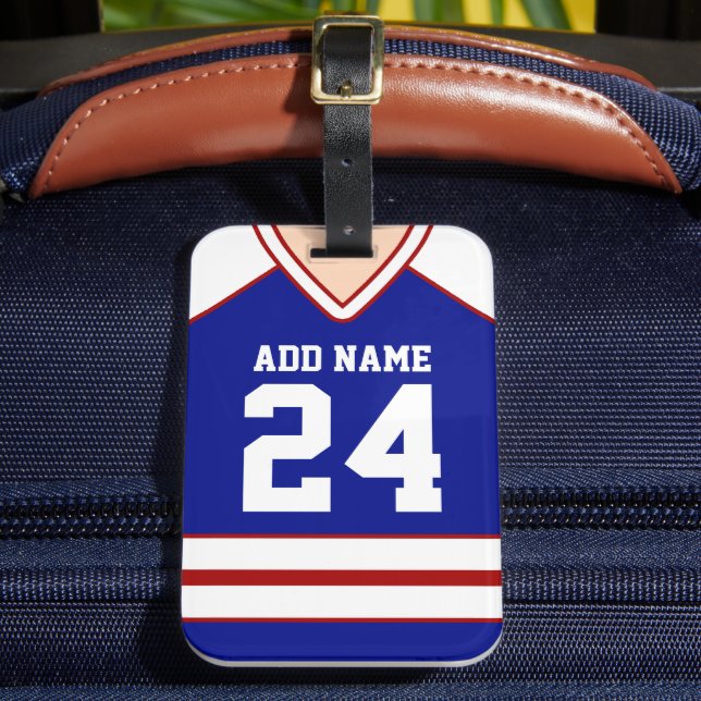Hockey Jersey Custom Name/Number Bag Märkre Bagagebricka (Framsida Insitu 2)