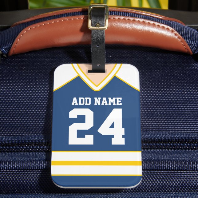 Hockey Jersey Custom Name/Number Bag Märkre Bagagebricka (Framsida Insitu 2)