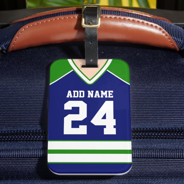 Hockey Jersey Custom Name/Number Bag Märkre Bagagebricka (Framsida Insitu 2)