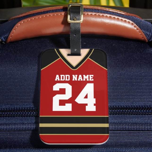 Hockey Jersey Custom Name/Number Bag Märkre Bagagebricka (Framsida Insitu 2)