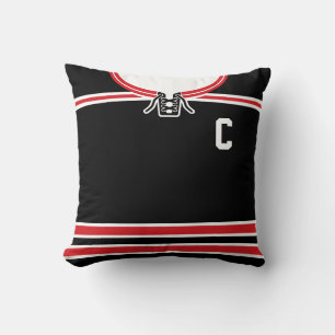 Hockey Jersey Namn & Number Template Pillow Blue Kudde