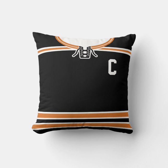 Hockey Jersey Namn & Number Template Pillow Orange Kudde (Framsida)