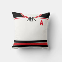 Hockey Jersey Namn & Number Template Pillow, Red