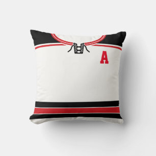 Hockey Jersey Namn & Number Template Pillow, Red Kudde