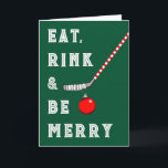 Hockey jul helgkort<br><div class="desc">Lustigt hockey-julhälsningskort med ishockeyklubba och kreativ lina. Redigera eller ta bort text som ska anpassas efter din favoritishockeyspelare,  sportfantast för tränare eller team.</div>