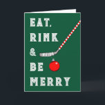 Hockey jul helgkort<br><div class="desc">Lustigt hockey-julhälsningskort med ishockeyklubba och kreativ lina. Redigera eller ta bort text som ska anpassas efter din favoritishockeyspelare,  sportfantast för tränare eller team.</div>