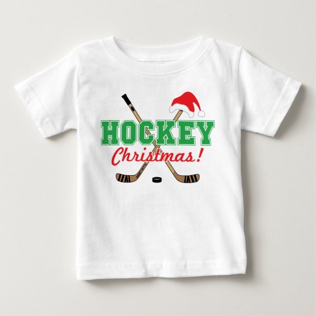 Hockey jul Hockey Sticks med Santa Hat T Shirt (Framsida)