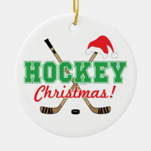 Hockey jul Hockey Sticks Santa Hat Julgransprydnad Keramik