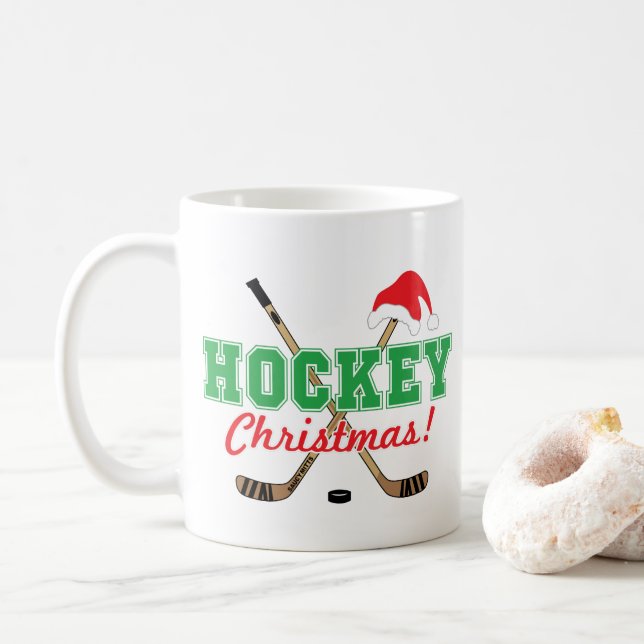Hockey jul Hockey Sticks Santa Hat Kaffemugg (Med munk)