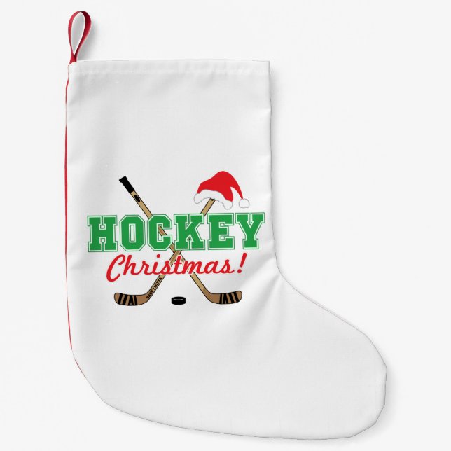 Hockey jul Hockey Sticks Santa Hat Liten Julstrumpa (Framsidan)