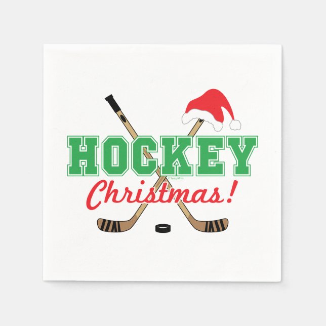 Hockey jul Hockey Sticks Santa Hat Pappersservett (Framsidan)