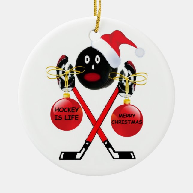 Hockey jul julgransprydnad keramik (Framsidan)