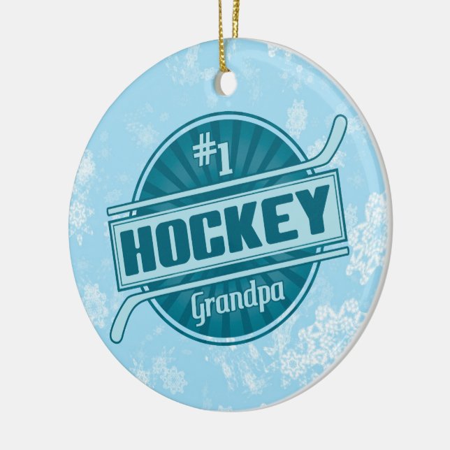 Hockey jul Ornament, #1 Hockey Grandpa Julgransprydnad Keramik (Vänster)