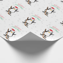 Hockey jul Penguin Wrapping Papper