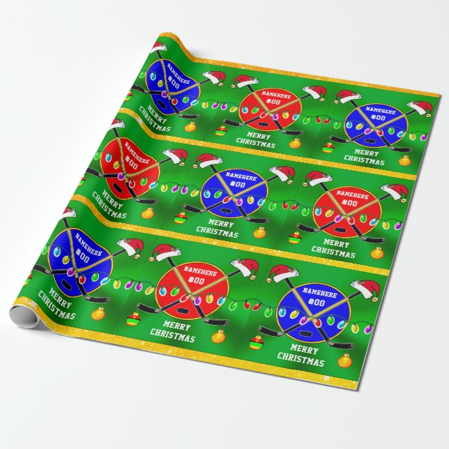 HOCKEY Jul Wrapping Papper, PERSONLIG Presentpapper (Utrullad)