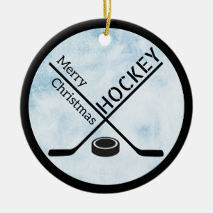 Hockey julcirkel prydnad - Blå ispinnar Julgransprydnad Keramik