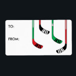Hockey Julklapp Gift Märkre Sticker-etikett Fraktsedel<br><div class="desc">märkre Julklapp med den här hockeyklistermärket Julklapp</div>