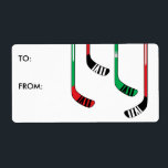 Hockey Julklapp Gift Märkre Sticker-etikett Fraktsedel<br><div class="desc">märkre Julklapp med den här hockeyklistermärket Julklapp</div>