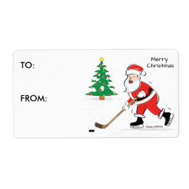 Hockey jultomten Present Gift Märkre Sticker Fraktsedel