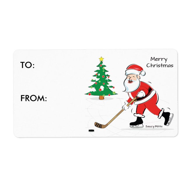 Hockey jultomten Present Gift Märkre Sticker Fraktsedel (Framsidan)