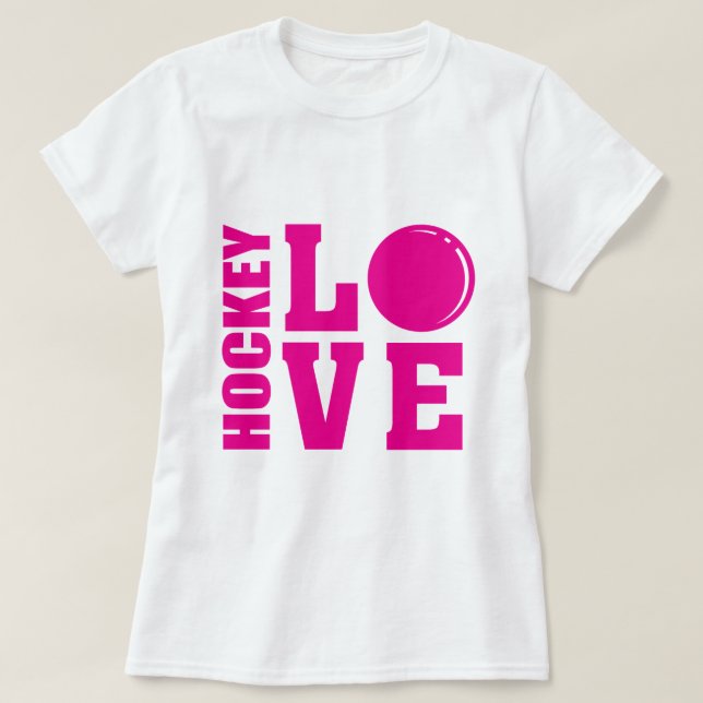 Hockey Kärlek, Fält Hockey Tee Shirt (Design framsida)