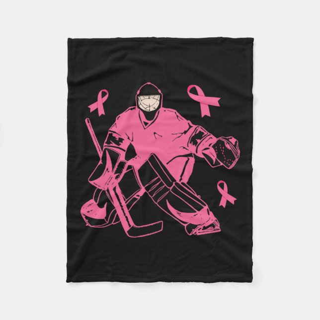 Hockey Keeper Rosa Ribbon Breast Cancer Awareness Fleecefilt (Framsidan)