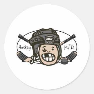 Hockey Kid Black Runt Klistermärke