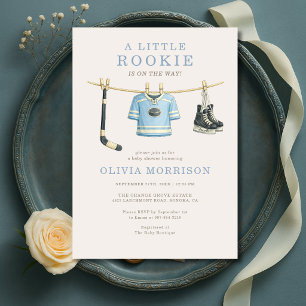 Hockey Klädstreck Baby Shower Inbjudningar