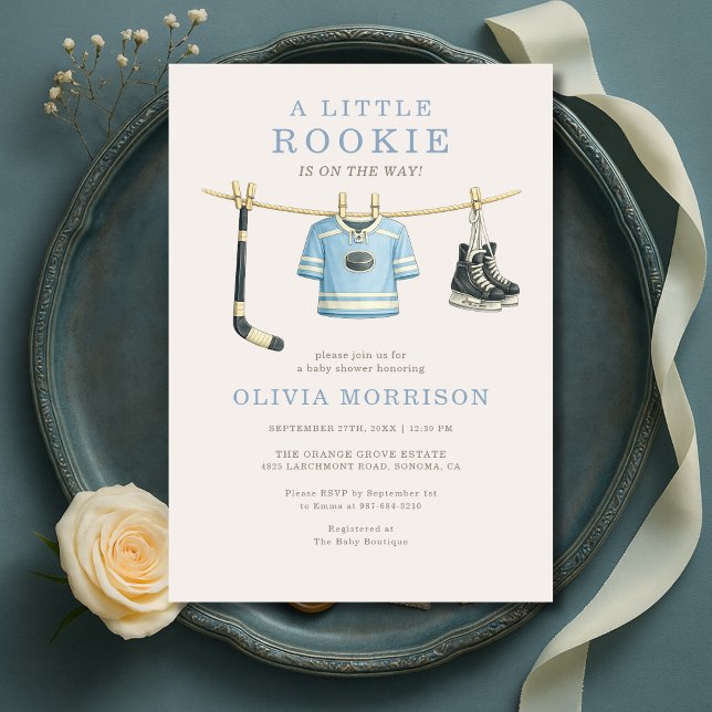 Hockey Klädstreck Baby Shower Inbjudningar (Skapare uppladdad)