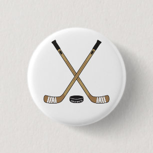 Hockey klibbar och den PuckPinback signalljuset Knapp