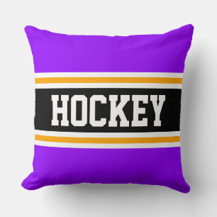 HOCKEY Ljuslila Svart Gul Orange Ränder Kudde