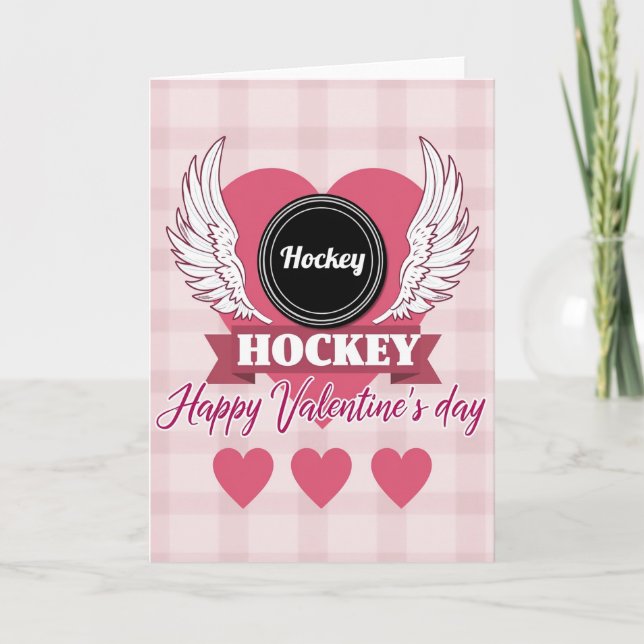 Hockey Love Valentines Day Card Kort (Framsida)