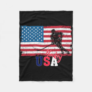Hockey Målvakt Usa Flagga Hockeyklubba Ishockey Fö Fleecefilt